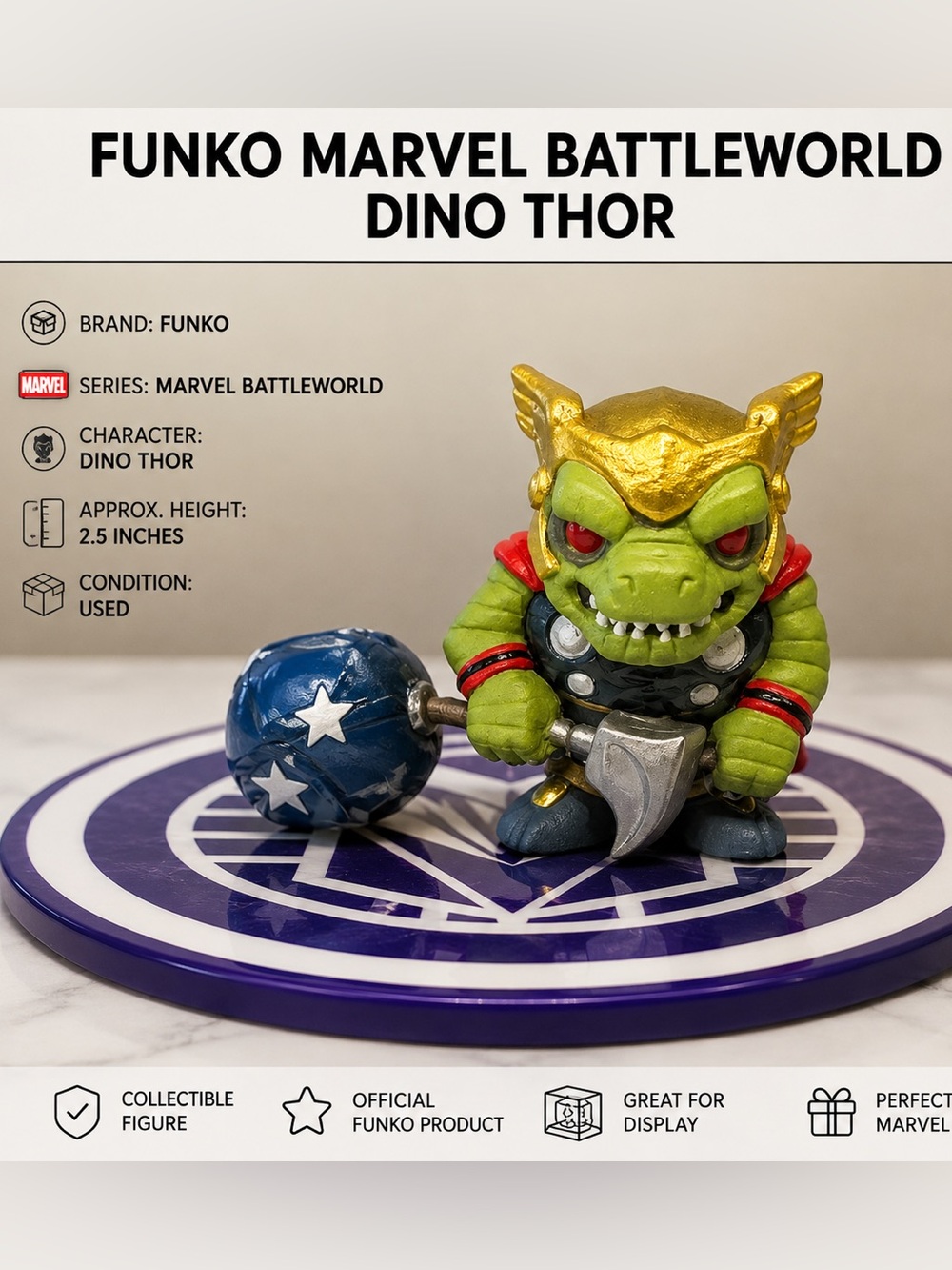 Funko Dino Thor Figure - Green, Gold & Blue Accents